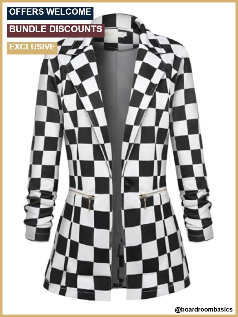Women's Stretch Blazer Long Sleeve Work Office Suit Jacket